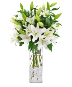A tall vase of Oriental Lilies is on everyone's holiday list. Perfect for winter parties or holiday decor.